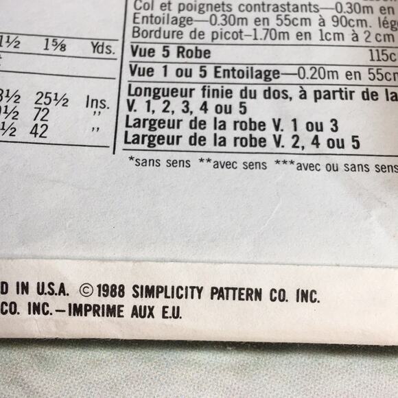 Vintage 1988 Simplicity Sewing Pattern 8823 Girl's Dress Size 4 - Picture 8 of 12